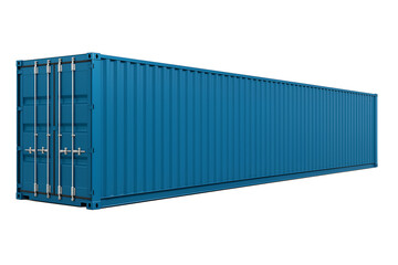 Blue Forty Foot Shipping Container Isolated on Transparent Background