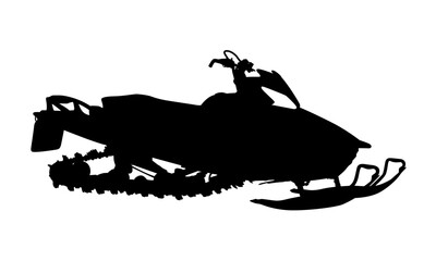 Sleek black silhouette of a snowmobile, capturing the essence of winter adventure and outdoor recreation. Isolated vector graphic on white