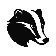 European Badger Head Side View Black Silhouette Logo © Monira