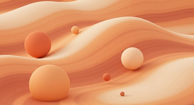 Surreal landscape with smooth organic shapes and pastel colored eggs scattered across rolling dunes