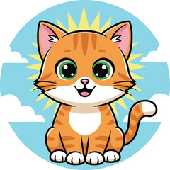 Cute Orange Tabby Kitten Illustration & drawing