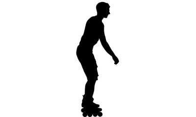 Silhouette of a person rollerblading, showing a side view of the body and legs.