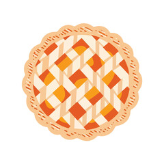 Whole baked apple pie with a golden brown lattice crust, a classic homemade dessert for a Thanksgiving feast.