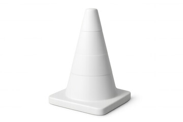 Realistic white traffic cone standing on a transparent background, perfect for safety and construction projects