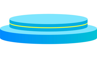 A two-tiered, light-blue round pedestal with a thin yellow line.