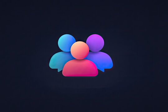 Group of three stylized user icons in vibrant colors.