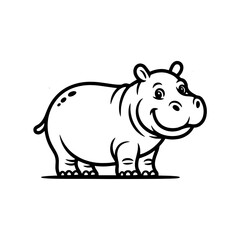 Obraz premium Happy cartoon hippo standing on solid ground in a cheerful pose during bright daylight