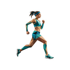 Obraz premium Running athlete in geometric design showcases movement and energy during a daytime workout session