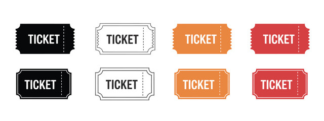 Ticket icon set vector. Movie, shopping ticket symbol. vector illustration.