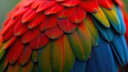 Obraz premium Scarlet Macaw Feather Detail