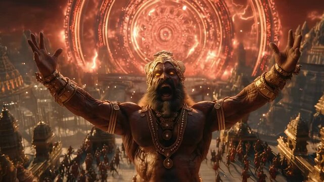 Powerful Asura Roaring with Lightning Energy