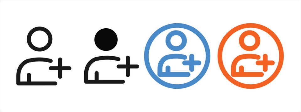 Add new friend icon set vector. add new account symbol. vector illustration.