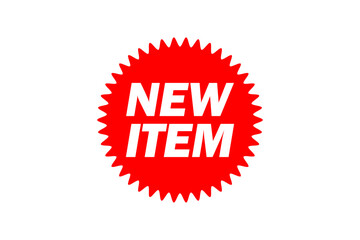 NEW ITEM - NEW ITEM text written on red round Zigzag object 

