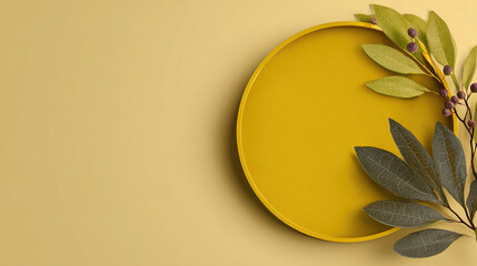 Yellow Tray With Leaves