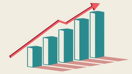 Bar chart with upward trending arrow illustrating growth