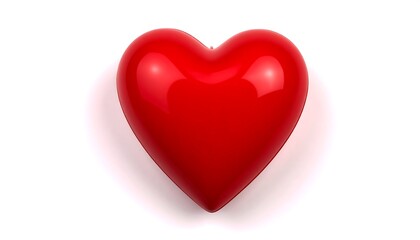 Obraz premium A vibrant, glossy, three-dimensional heart floats against a stark white background. 