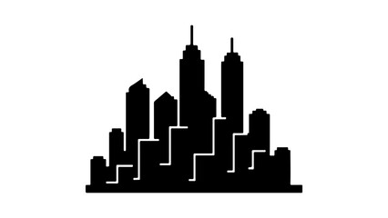 City skyline silhouette with transparent background