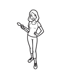 Beautiful Woman Doodle Black and White Illustration with Elegant Line Art and Artistic Hand Drawn Style