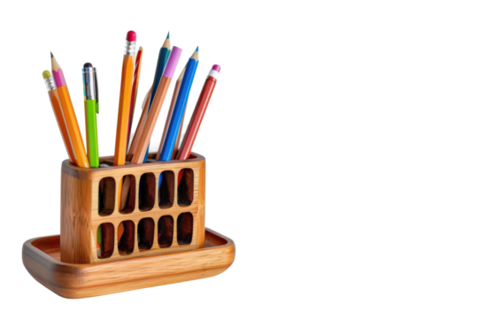 Wooden office desk organizer perfect for holding multiple pencils in a tidy way.