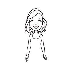 Beautiful Woman Doodle Black and White Illustration with Elegant Line Art and Artistic Hand Drawn Style