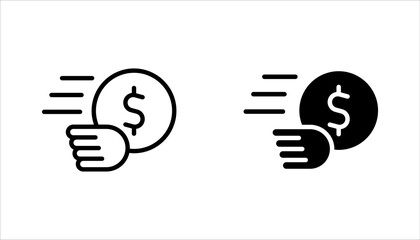 fast money icon set, easy instant credit, loan payment,  thin line symbol for web and mobile vector illustration on white background