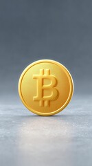 Cryptocurrency in dark theme concept, Golden Bitcoin coin symbolizing digital currency and finance.