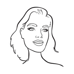 Beautiful Woman Doodle Black and White Illustration with Elegant Line Art and Artistic Hand Drawn Style