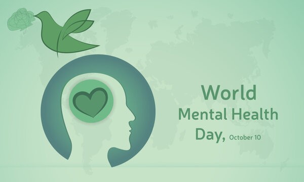 World Mental Health Day October 10 &ndash; Self Care, Therapy & Mental Well-Being Awareness Vector Banner and Poster.