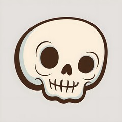 Fototapeta premium Friendly cartoon skull character design with soft rounded shapes, cheerful smiling expression, and charming playful style on a plain minimal background illustration