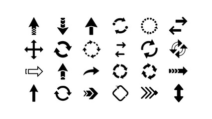 Directional arrows and symbols with transparent background