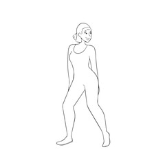 Beautiful Woman Doodle Black and White Illustration with Elegant Line Art and Artistic Hand Drawn Style