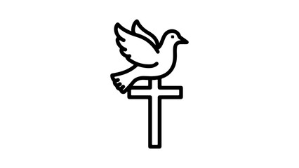Dove and cross symbol with transparent background