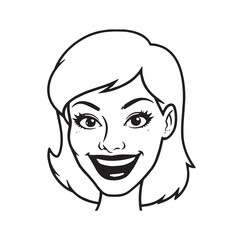 Beautiful Woman Doodle Black and White Illustration with Elegant Line Art and Artistic Hand Drawn Style