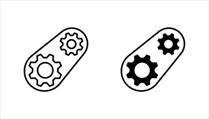 Process management icon set. Optimization operation. Transmission gear wheel vector illustration on white background
