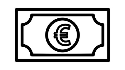 Euro currency icon in banknote shape