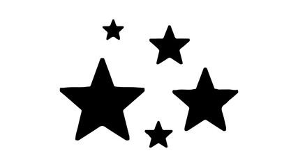 Five black stars with transparent background