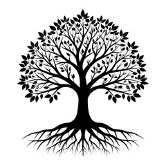 Obraz premium A simple tree silhouette vector with roots and branches, a perfect illustration for growth and life in nature