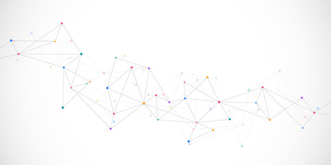 Minimalistic design with connecting the dots and lines. Abstract geometric background of science and technology concept