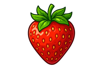 Fresh red strawberry fruit vector cartoon illustration. Juicy sweet berry icon for healthy eating, summer diet, natural food dessert. Organic garden strawberry isolated logo.