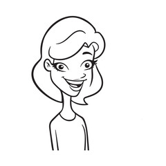 Beautiful Woman Doodle Black and White Illustration with Elegant Line Art and Artistic Hand Drawn Style