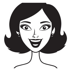 Beautiful Woman Doodle Black and White Illustration with Elegant Line Art and Artistic Hand Drawn Style