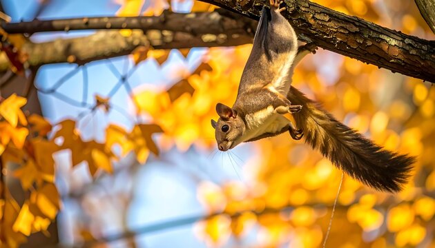 Squirrel in autumn foliage