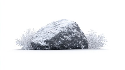 Fototapeta premium Snowy rock isolated on white background