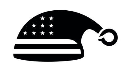 Santa hat icon with american flag design symbolizing christmas holiday and patriotic celebration
