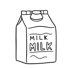 Hand-drawn Milk Carton Icon: Black Outline on White Background