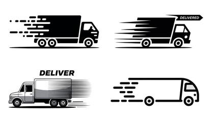Fast delivery truck icon collection illustration for shipping transport and logistic service