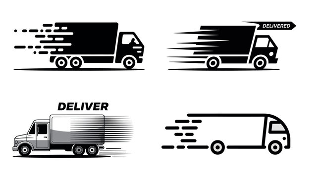 Fast delivery truck icon collection illustration for shipping transport and logistic service - Powered by Adobe
