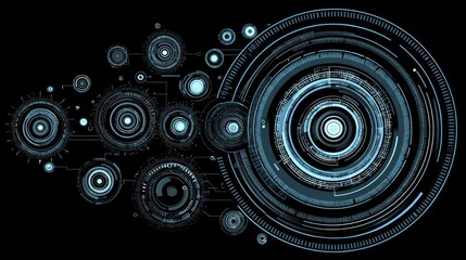 Abstract tech circles on dark background