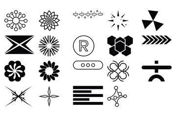 Fototapeta premium Various retrofuturistic y2k geometry design elements isolated on white background