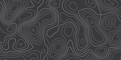Abstract design with seamless pattern with lines topographic map. geographic mountain relief. the black on gray contours topography stylized height of the lines. geographic contour map paper texture.